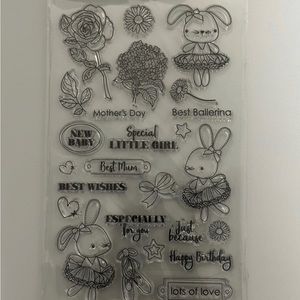 Bunny Little Girl Rubber Stamps